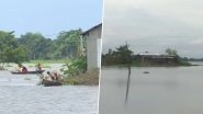 Assam Rains: Brahmaputra River Swallows Homes, Land in Morigaon After Flood-Like Situation in Area (Watch Video)