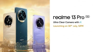 Realme 13 Pro 5G, Realme 13 Pro Plus 5G Launch Live Streaming: Watch Online Telecast of Launch of New Realme Smartphones, Know Specifications, Price and Other Details