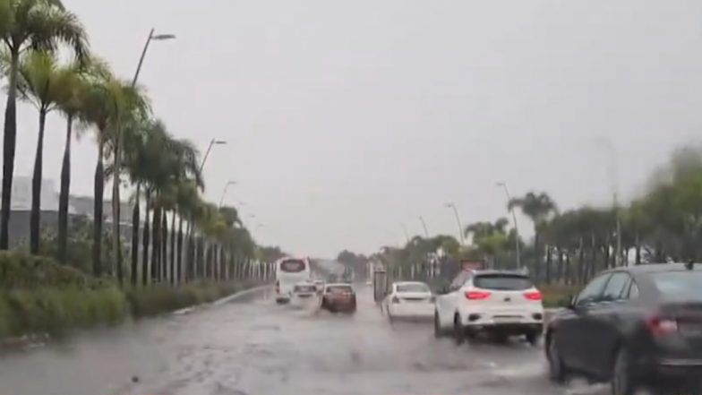 Mumbai Airport Waterlogging Video: Chhatrapati Shivaji Maharaj International Airport Terminal 2 Waterlogged Amid IMD’s Intense Rain Forecast (Watch Video)