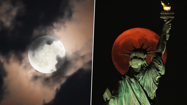 Buck Moon 2024 Pictures and Videos: Skywatchers Capture Mesmerising Moments As July Full Moon Graces the Sky