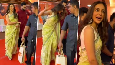 Rakul Preet Singh Stumbles and Almost Falls at Trailer Launch Event of ‘Dharmaveer 2’; Video Goes Viral – WATCH