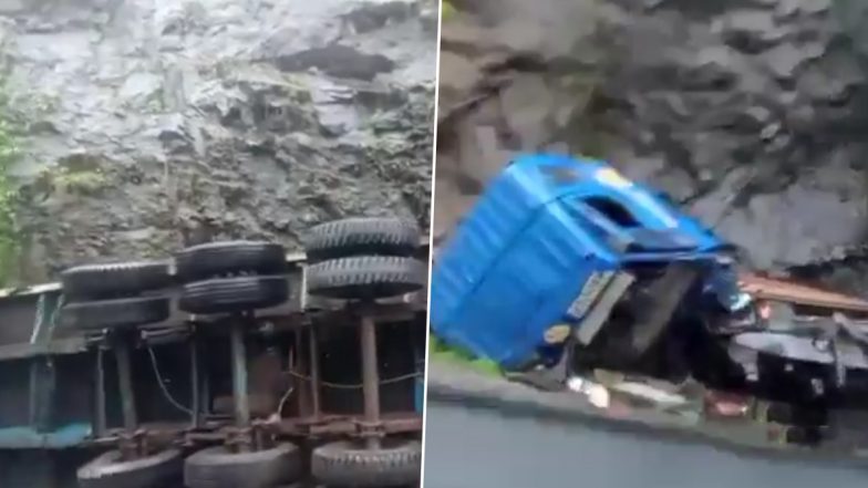 Maharashtra Road Accident: At Least 13 Injured After Out-of-Control Container Hits Vehicles at Kasara Ghat (Watch Video)