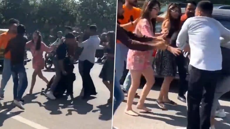 Fight Over Girlfriend in Noida: Old Video of Brawl Between Two Groups on Road in Sector 49 Goes Viral, Police Confirms Arrest