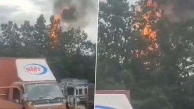 Andhra Pradesh Fire Video: Multiple Injuries Reported After Reactor Explosion Triggers Massive Blaze at Vasantha Chemical Factory in Anakapalli