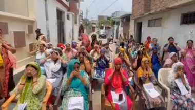 Lucknow: Women Resort to Gandhigiri To Protest House Demolition for Kukrail Riverfront Redevelopment Project in Pantnagar (Watch Video)