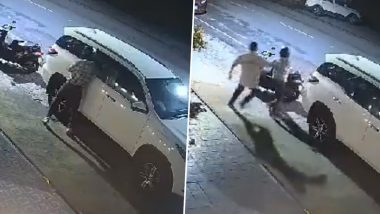 Ghaziabad: Thief Smashes Fortuner Car’s Window To Steal Laptop, Abandons Scooty and Helmet When Gets Caught (Watch Video)