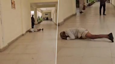 Madhya Pradesh: Elderly Farmer Rolls On Floor at Collector's Office in Mandasaur After Not Receiving Help for Reclaiming ‘Stolen’ Land (Watch Video)