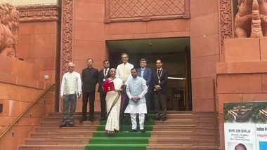 Union Budget 2024: Finance Minister Nirmala Sitharaman Arrives in Parliament To Present Budget (Watch Video)