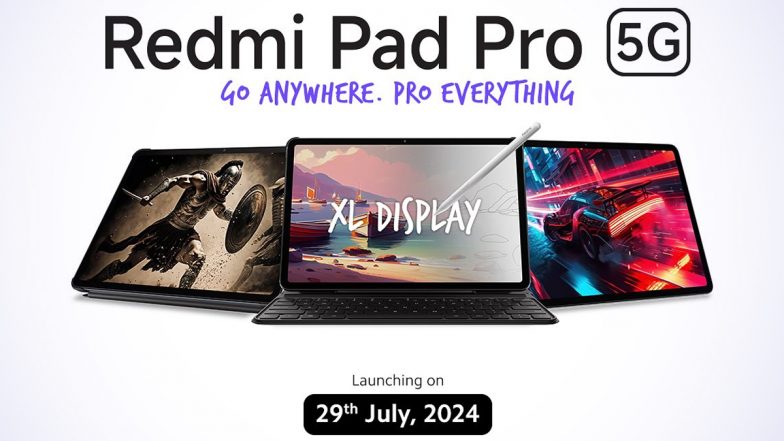 Redmi Pad Pro 5G Launch Confirmed on July 29; Check Expected Price, Specifications and Features of Upcoming Redmi Tablet