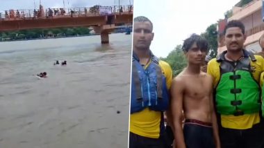 SDRF Jawan HC Aashiq Ali Jumps Into River Ganga To Save Drowning Kanwariya ‘Shiv Bhakt’ From Delhi at Uttarakhand’s Haridwar (Watch Video)