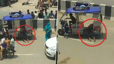 Uttar Pradesh: Cloth Merchant Dragged and Killed by Car in Shamli; Viral Video Shows Body Being Transported in E-Rickshaw With Legs Hanging Out; Case Registered