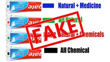 Toothpaste Colour Codes Indicate if Ingredients Are Natural or Chemicals? As Fake Claim Goes Viral, Know What Red, Green, Blue and Black Colours on Toothpaste Tubes Actually Mean