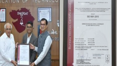 India News | Gujarat Chief Minister's Office Awarded ISO 9001:2015, Only CMO to Receive Quality Certifications for 5 Consecutive Three-year Terms from 2009 to 2023