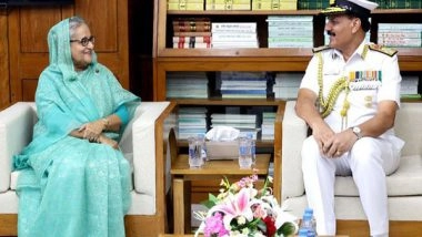 World News | Indian Navy Chief Admiral Dinesh K Tripathi Calls on Bangladesh PM Sheikh Hasina