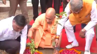 India News | 'Ek Ped Maa Ke Naam': UP CM Yogi Plants Saplings at His Official Residence in Lucknow