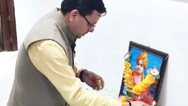 India News | CM Pushkar Singh Dhami Pays Tribute to Swami Vivekananda; Says His Philosophy and Teaching Guides Him