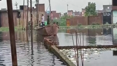 India News | Moradabad : Severe Flooding in People City; People Forced to Use Boats to Commute