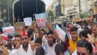 India News | Uttar Pradesh: NSUI Hold Protest Against NEET-UG Exam 2024 Irregularities in Varanasi
