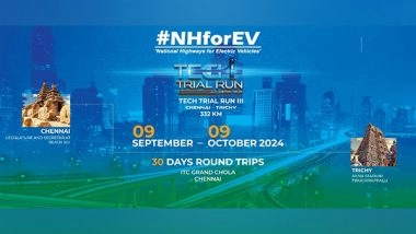 Business News | National Highways for EV (NHEV) to Include Electric, Hydrogen and Zero Emission Freight Vehicles in Its Chennai - Trichy Technical Trial