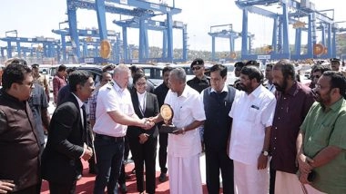 Business News | Milestone Moment in India's Maritime History, Mothership 'San Fernando' Berths at Vizhinjam Port , Mothership 'San Fernando' Berths at Vizhinjam Port