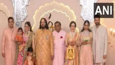 Entertainment News | Ambani Wedding: Mukesh-Nita, Akash-Shloka Pose for 'fam Jam' Picture with Groom Anant