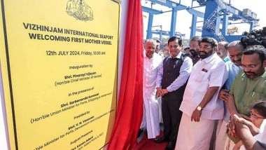 India News | Union Minister Sarbananda Sonowal Receives First Mothership at Vizhinjam - India's First Deepwater Container Transshipment Port