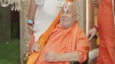 India News | Spiritual Leader Jagadguru Rambhadracharya Attends Anant Ambani, Radhika Merchant's Shubh Aashirwad Ceremony