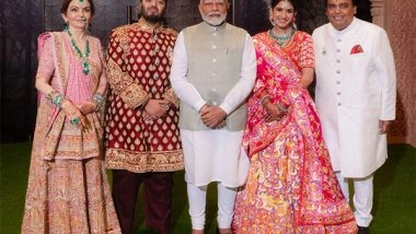 Entertainment News | PM Modi Poses with Mukesh Ambani, Nita Ambani and Newly-wed Anant-Radhika for Perfect Snapshot
