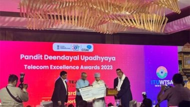Business News | Tejas Networks Wins Pandit Deendayal Upadhyaya Telecom Excellence Award from Government of India