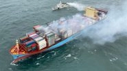 India News | Indian Coast Guard Continues Firefighting Ops on Merchant Vessel Maersk Frankfurt off Karwar Coast