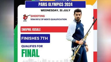 Sports News | Paris Olympics: India's Swapnil Kusale Qualifies for Final in Men's 50m 3P Shooting
