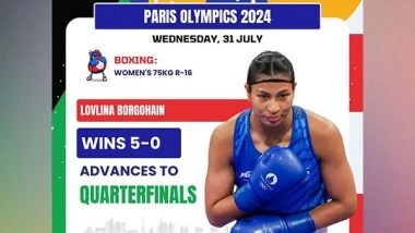 Sports News | Paris Olympics: Indian Boxer Lovlina Borgohain Advances to QFs of Women's 75 Kg Category