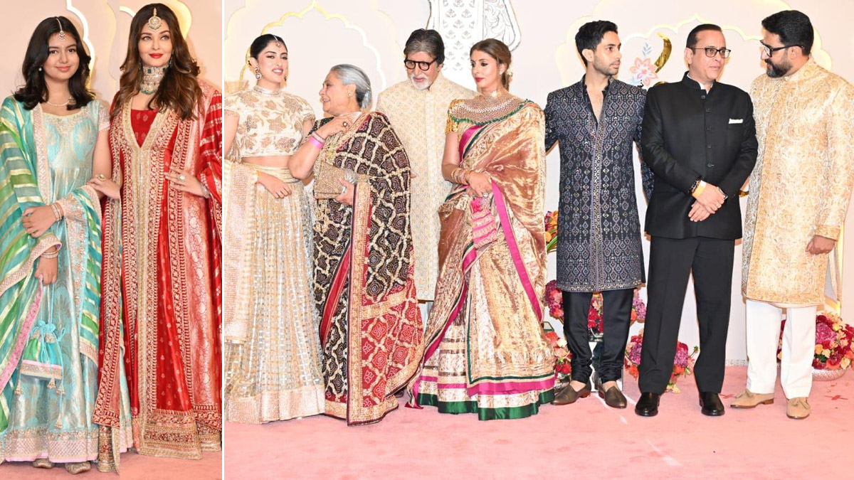 Bollywood News | Bachchan Family Opts for Group Photo at Anant Ambani's Wedding, Aishwarya Rai Poses Separately | 🎥 LatestLY