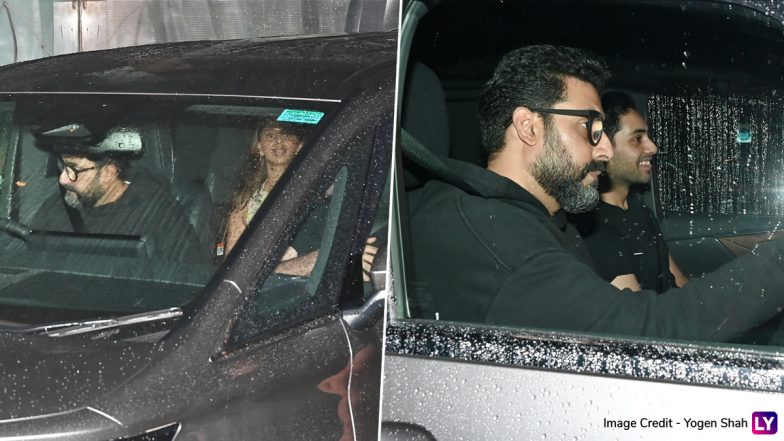 Rumoured Couple Suhana Khan and Agastya Nanda Spotted Going for a Ride With Abhishek Bachchan (Watch Video)