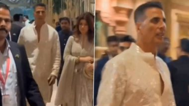 Akshay Kumar Tests Negative for COVID, Joins Anant Ambani-Radhika Merchant’s Post-Wedding Celebrations With Wife Twinkle Khanna (Watch Video)