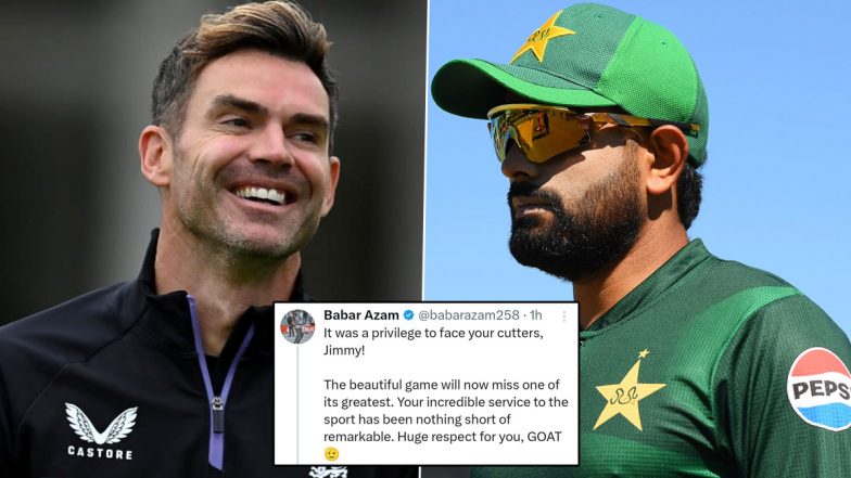 Babar Azam Goofs Up in Tribute Post for James Anderson On his Retirement, Writes 'Was a Privilege to Face Your Cutters'; Deletes it Later