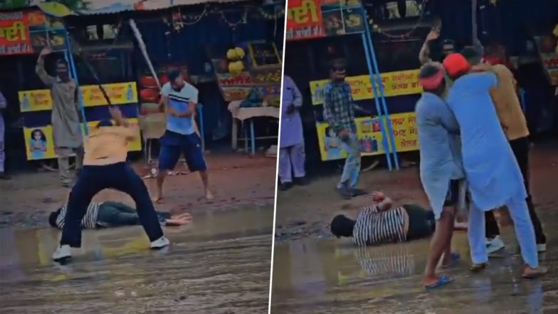 Punjab: Man Brutally Thrashed by Miscreants With Sticks Near Maur Mandi in Bathinda, SAD Slams CM Bhagwant Mann Over ‘Lawlessness’ After Video Surfaces