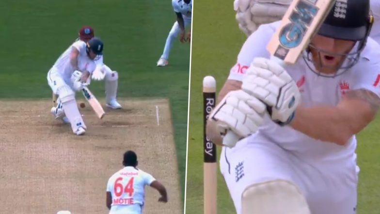 Gudakesh Motie Bamboozles Ben Stokes, Cleans Him Up With A Sharp Turning Delivery During ENG vs WI 1st Test 2024 ( Watch Video)