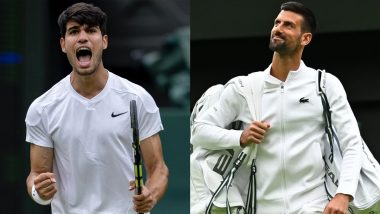 How To Watch Carlos Alcaraz vs Novak Djokovic Wimbledon 2024 Men’s Singles Final Free Live Streaming Online in India? Get Free Live Telecast of Tennis Match Score Updates on TV