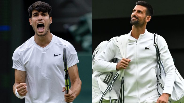 How To Watch Carlos Alcaraz vs Novak Djokovic Wimbledon 2024 Men’s Singles Final Free Live Streaming Online in India? Get Free Live Telecast of Tennis Match Score Updates on TV