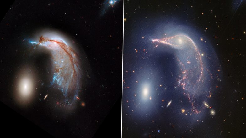 Cosmic Penguin and Egg: NASA’s James Webb Telescope Share Stunning Images of Merging Galaxies To Mark the JWST’s Second Anniversary of Operations