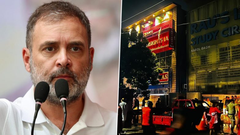 Rahul Gandhi on Delhi Coaching Centre Tragedy: Congress Leader Condoles Death of 3 IAS Aspirants Due to Waterlogging in Old Rajinder Nagar, Says ‘People Paying Price for Unsafe Construction’