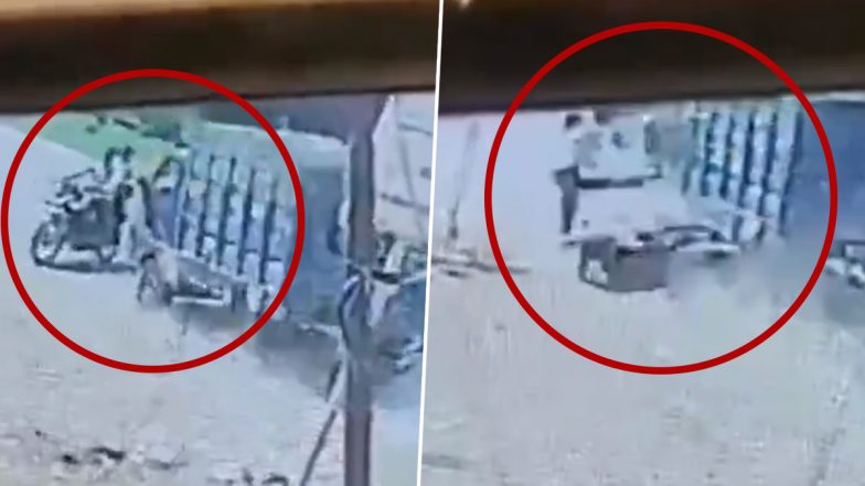 Accident Caught on Camera in Fatehpur: 2 Killed After Speeding Truck Hits Bike in Uttar Pradesh, Sends Victims Flying in Air; Terrifying Video Surfaces