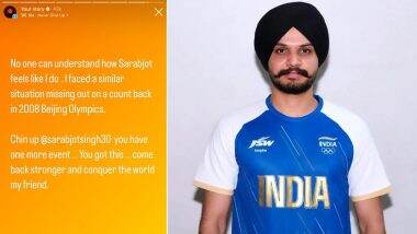 Gagan Narang Offers Words of Encouragement to Sarabjot Singh After He Narrowly Misses Out on Spot in Men’s 10M Air Pistol Event Final at Paris Olympics 2024