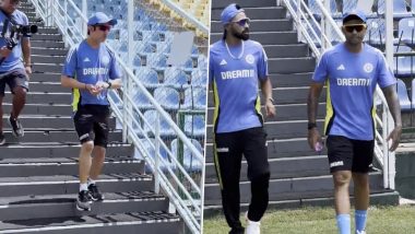 Gautam Gambhir, Suryakumar Yadav Lead Team India Cricketers to Their First Practice Session in Sri Lanka Ahead of Upcoming White-Ball Series (Watch Video)