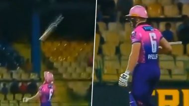 Glenn Phillips Throws Bat in the Air In Frustration After Being Run Out Due to Mix-Up With Rahmanullah Gurbaz During Colombo Strikers vs Kandy Falcons LPL 2024 Eliminator (Watch Video)