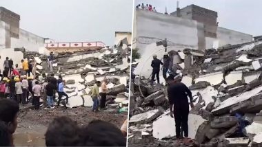 Gujarat Building Collapse: Six-Storey Building Collapses in Surat, Several People Feared Trapped Under Debris (Watch Videos)