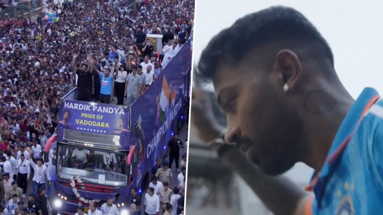 Hardik Pandya Thanks Fans in Vadodara As They Turn Up in Huge Numbers For His Victory Parade Post India’s T20 World Cup 2024 Title Win (See Post)