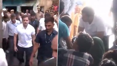 Rahul Gandhi Hathras Visit: Congress Leader Meets Families of Hathras Stampede Victims in Uttar Pradesh’s Aligarh (Watch Videos)