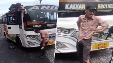 Himachal Pradesh: Giant Rock Falls on Bus in Sirmaur, 2 Injured (Watch Video)